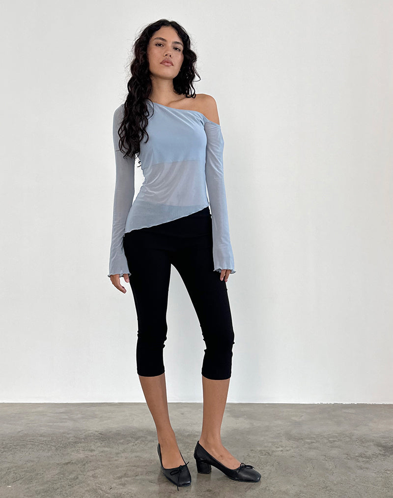 Afbeelding van Narcissa Asymmetrische Lange Mouw Top in Mesh Lichtblauw