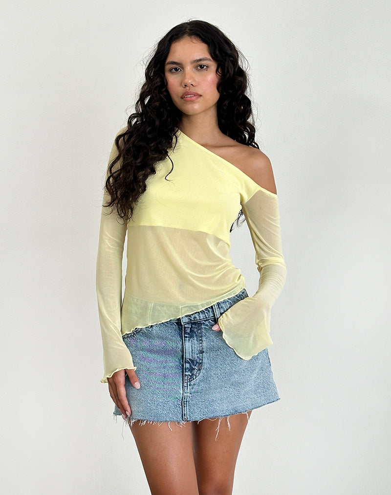 Narcissa Asymmetrische Top in Mesh Citroen