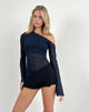 Afbeelding van Narcissa Asymmetrische Lange Mouw Top in Mesh Navy