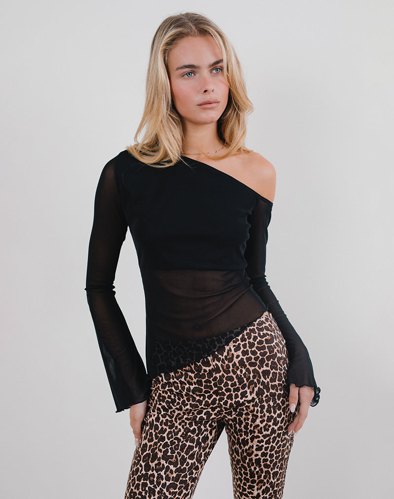 Afbeelding van Narcissa Asymmetrische Top in Mesh Zwart