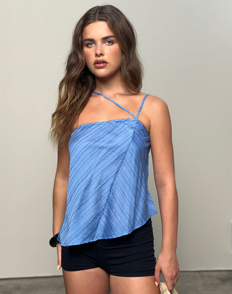 Afbeelding van Narella Top in Chiffon Stripe Blauw