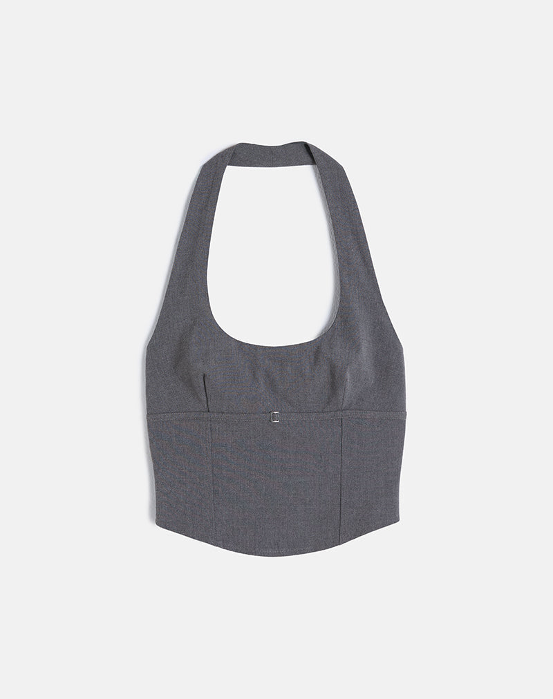 Afbeelding van Nasya Halter Top in Getailleerd Houtskool