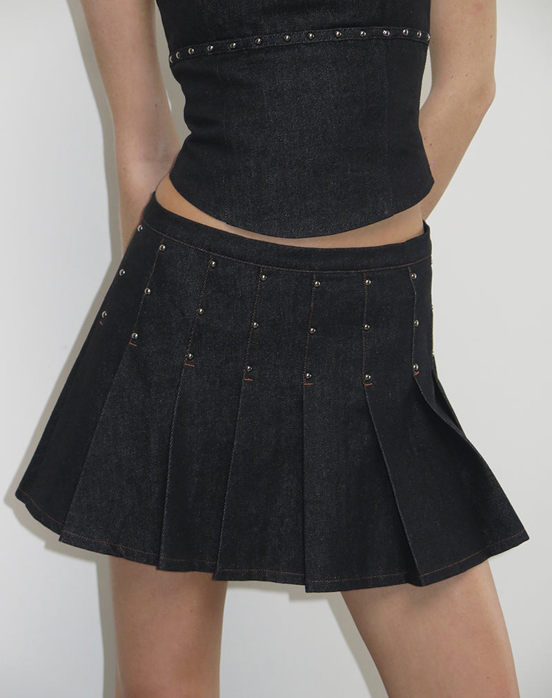 Gatlin rok in Chambray Studs Zwart