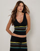 Afbeelding van Natcha Vest Top in zwart met bruine en blauwe strepen