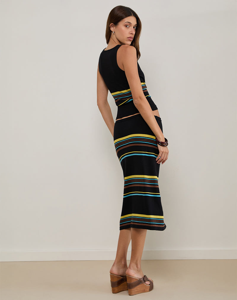 Afbeelding van Natcha Vest Top in zwart met bruine en blauwe strepen