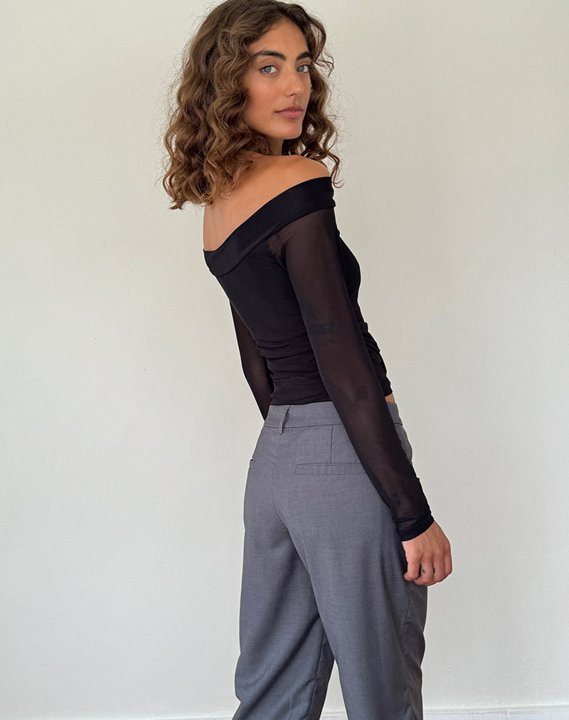 Afbeelding van Nauri Bardot Top met lange mouwen in Mesh Zwart
