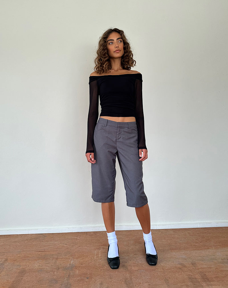 Afbeelding van Nauri Bardot Top met lange mouwen in Mesh Zwart
