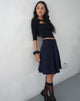 Afbeelding van Colette Geplooide Knielange Rok in Navy
