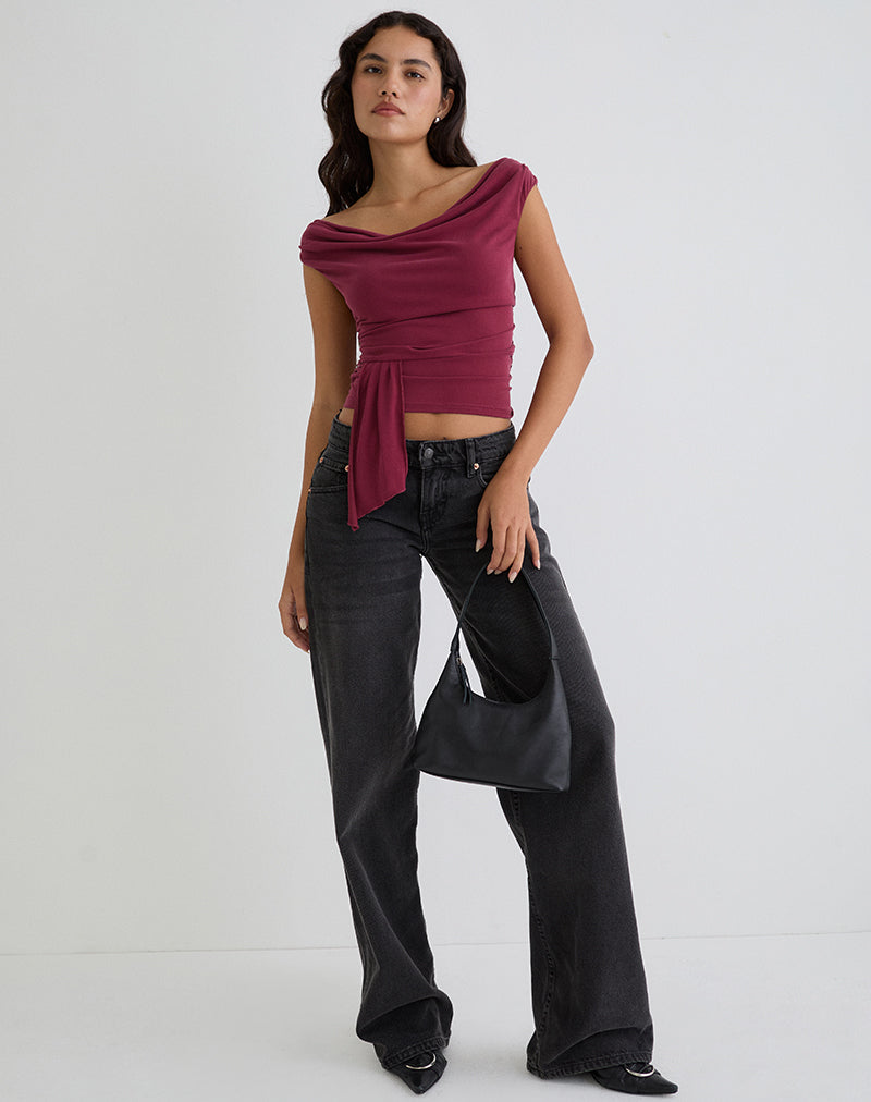 Neida Drape Top in Cupro Bourgondië
