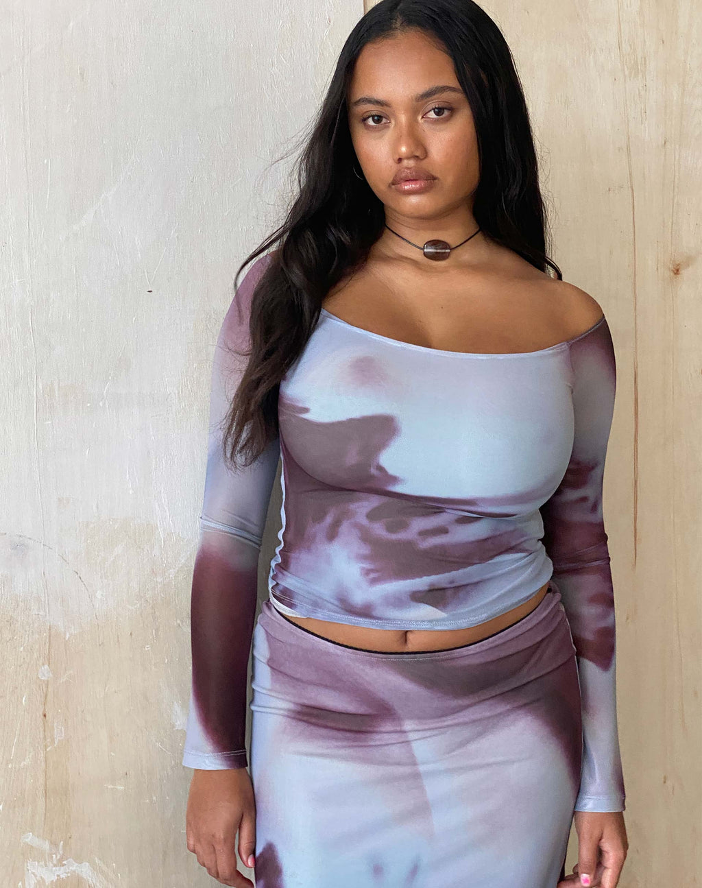 Neira Mesh Top met lange mouwen in Grijs Anatomy of Nature