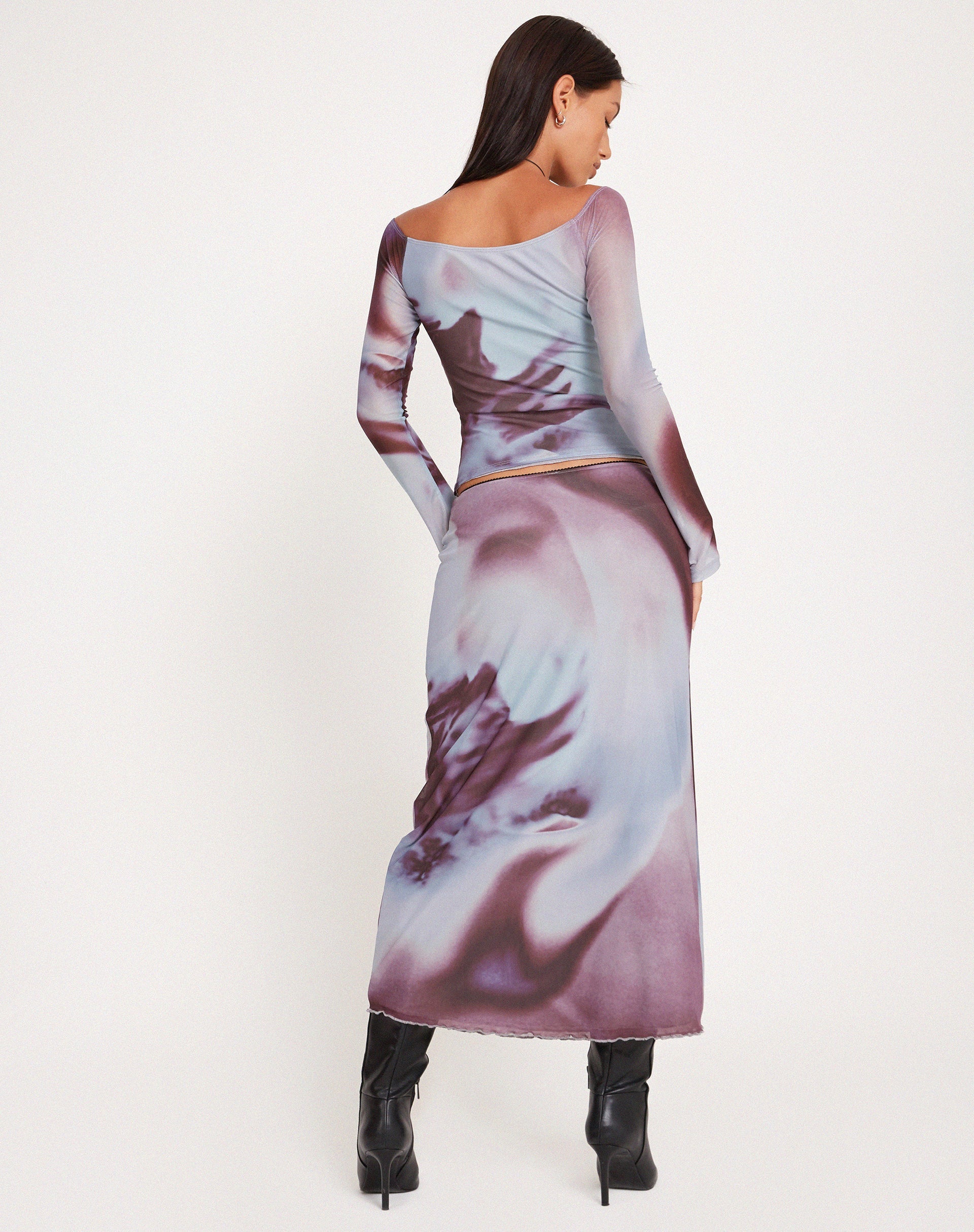 Afbeelding van Lassie Lage Rise Mesh Midi Rok in Grijs Anatomy of Nature