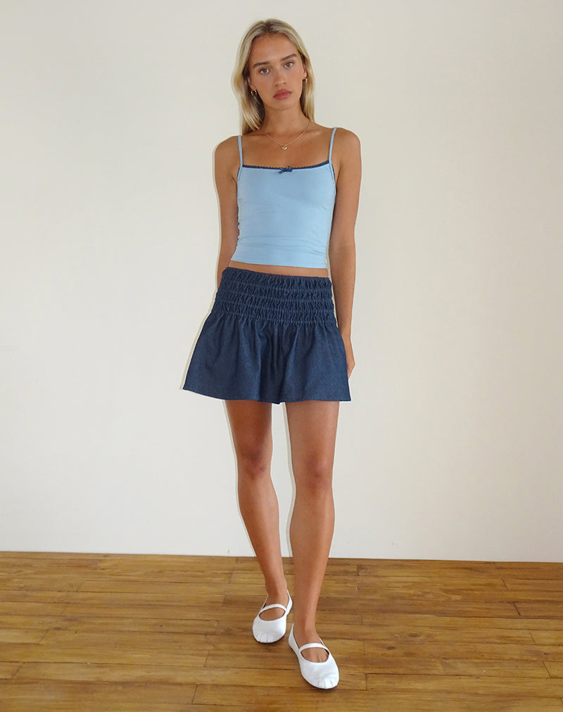 Afbeelding van Nelesi minirok in Denim Chambray Indigo