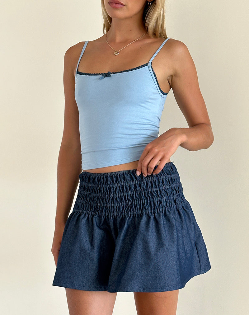 Afbeelding van Nelesi minirok in Denim Chambray Indigo