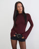 Afbeelding van Nell High Neck Long Sleeve Top in Dark Plum