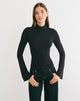 Afbeelding van Nell High Neck Long Sleeve Top in Rayon Jersey Black