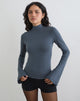 Afbeelding van Nell High Neck Long Sleeve Top in Jersey Ocean Storm