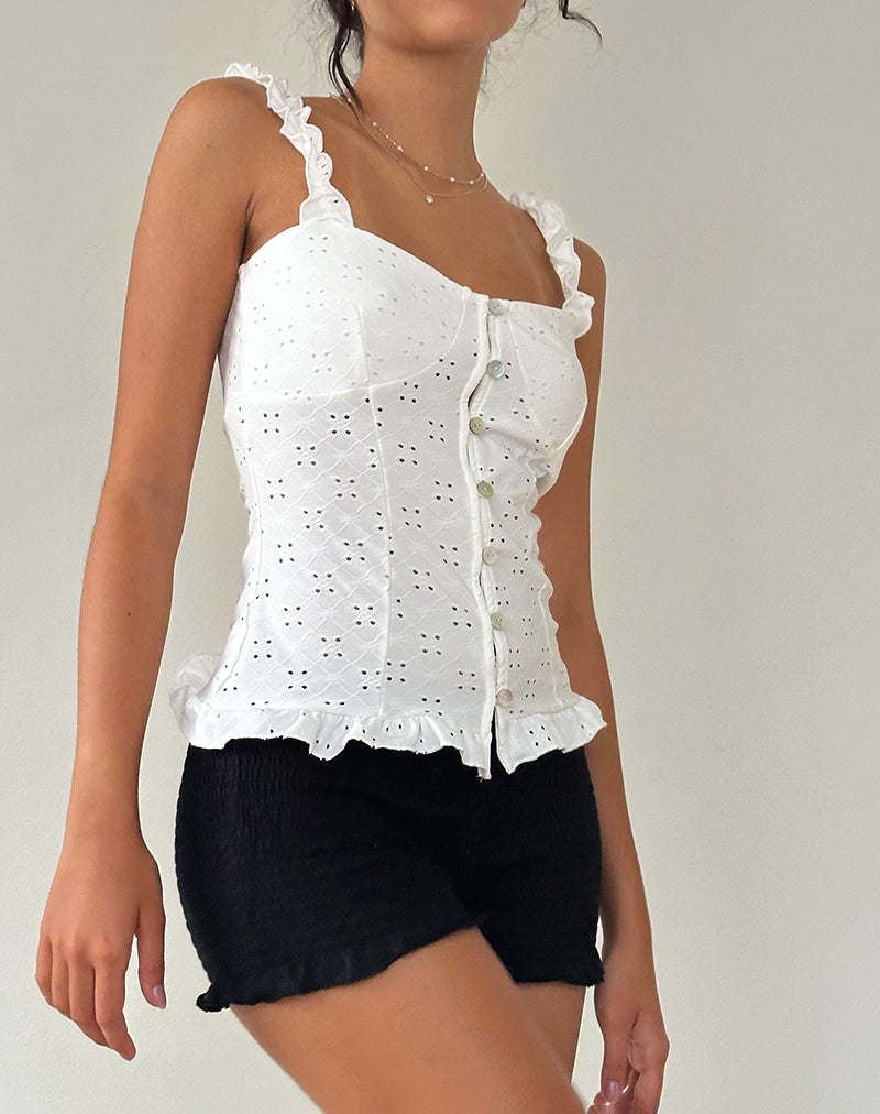 Afbeelding van Neroli Corset Top in Broderie Wit
