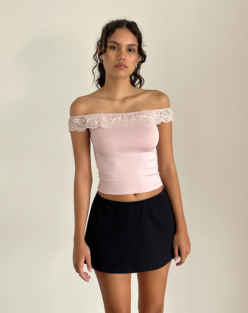 Afbeelding van Nesel Bardot Top in Slinky Baby Pink