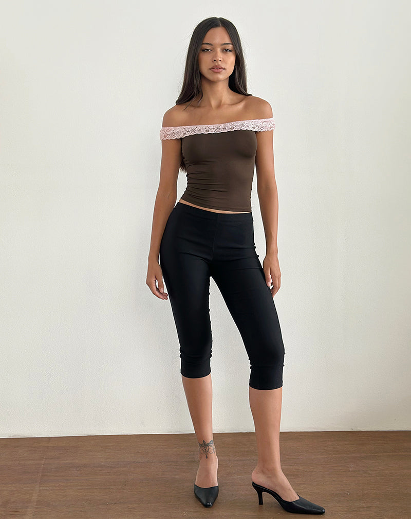 Afbeelding van Nesel Top in Bruin Slinky Kant Roze