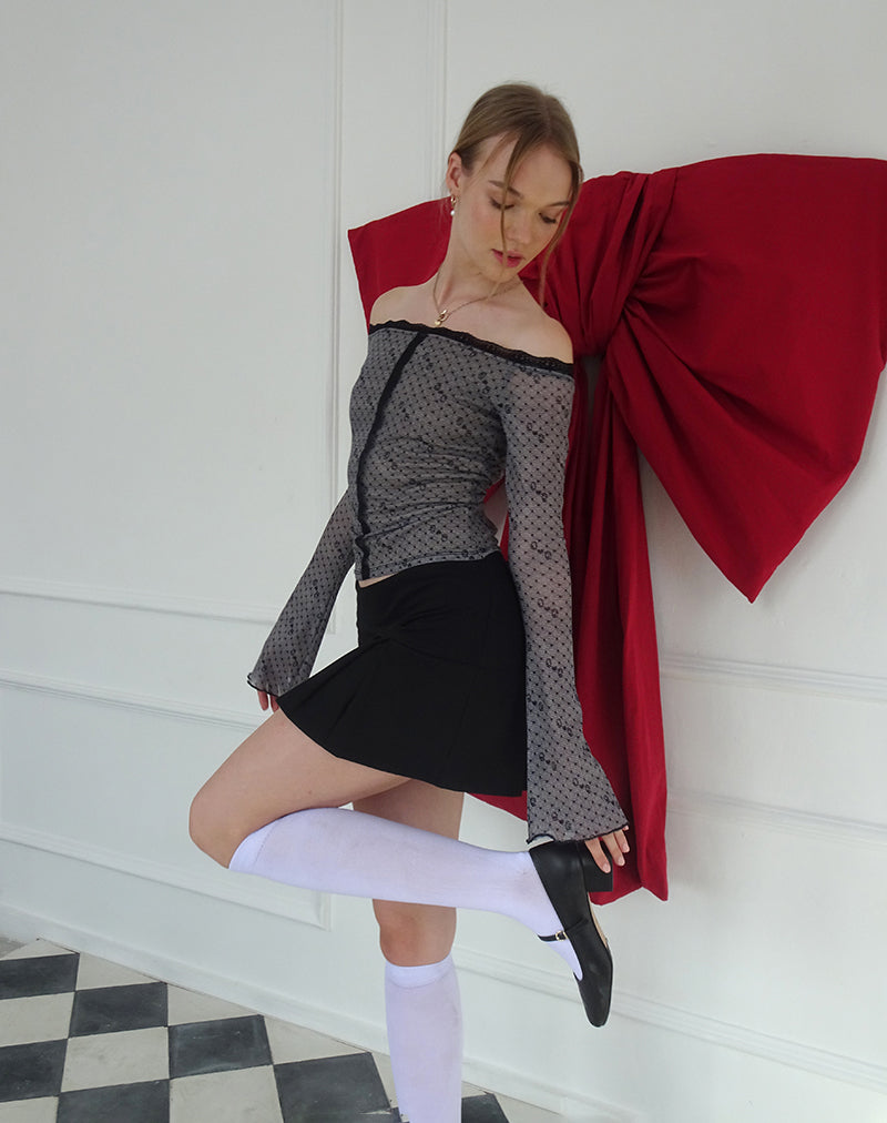 Afbeelding van Neve Mesh Bardot Top in Hartenprint