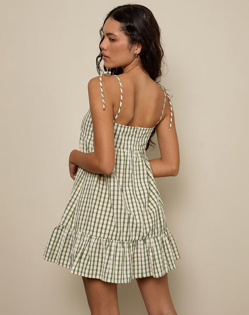 Afbeelding van Nikita Mini Dress in Groen Ruitje