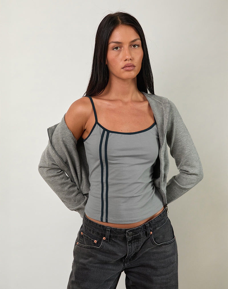 Nilaso Vest Top in Grijs met Tapshoe Binding