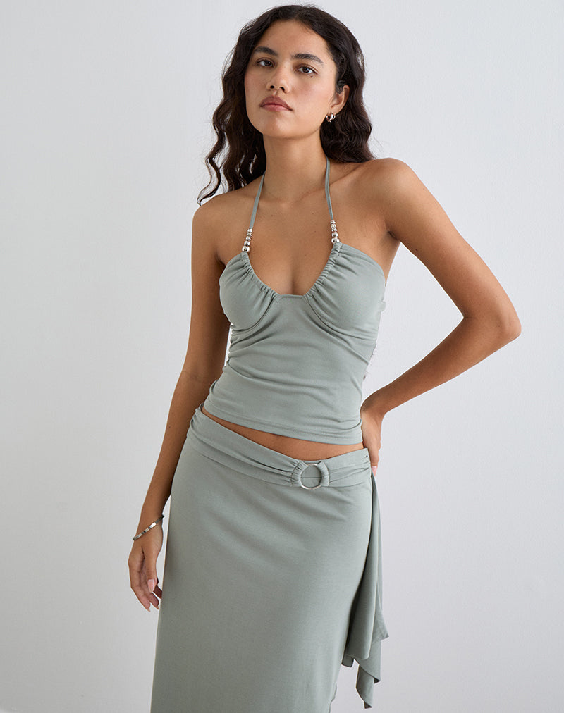 Afbeelding van Nina Kralen Halter Top in Londen Mist
