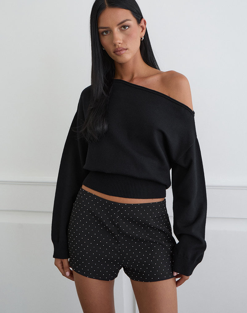 Nivra Short in Diamante Tailoring Zwart