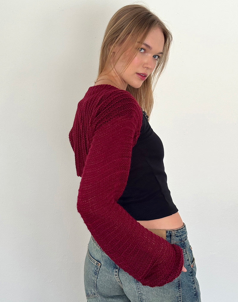 Afbeelding van Nobila Gebreide Shrug Top in Bourgondië