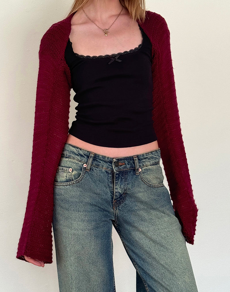 Afbeelding van Nobila Gebreide Shrug Top in Bourgondië