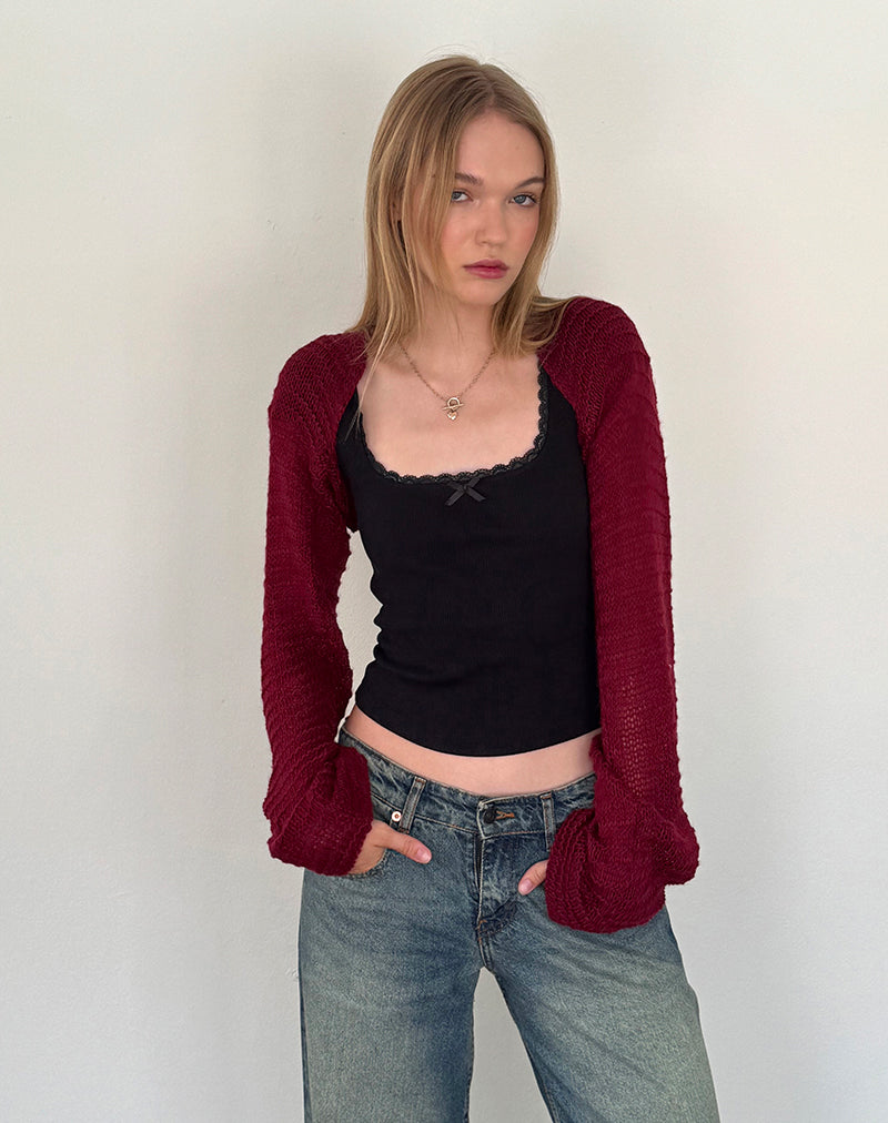 Afbeelding van Nobila Gebreide Shrug Top in Bourgondië