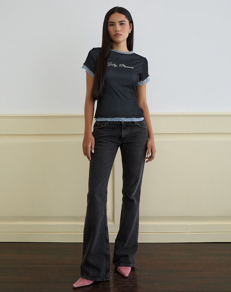 Noburia Top in Zwart Blauw Guilty Pleasure Hot Fix