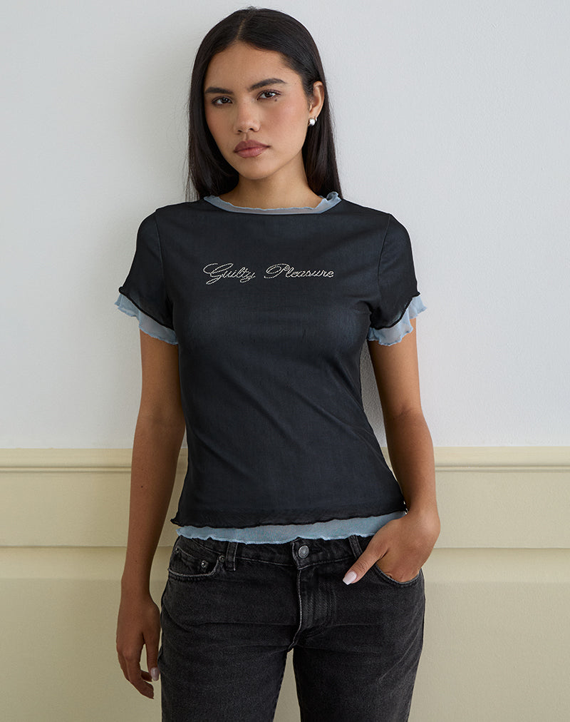 Afbeelding van Noburia Top in Zwart Blauw Guilty Pleasure Hot Fix