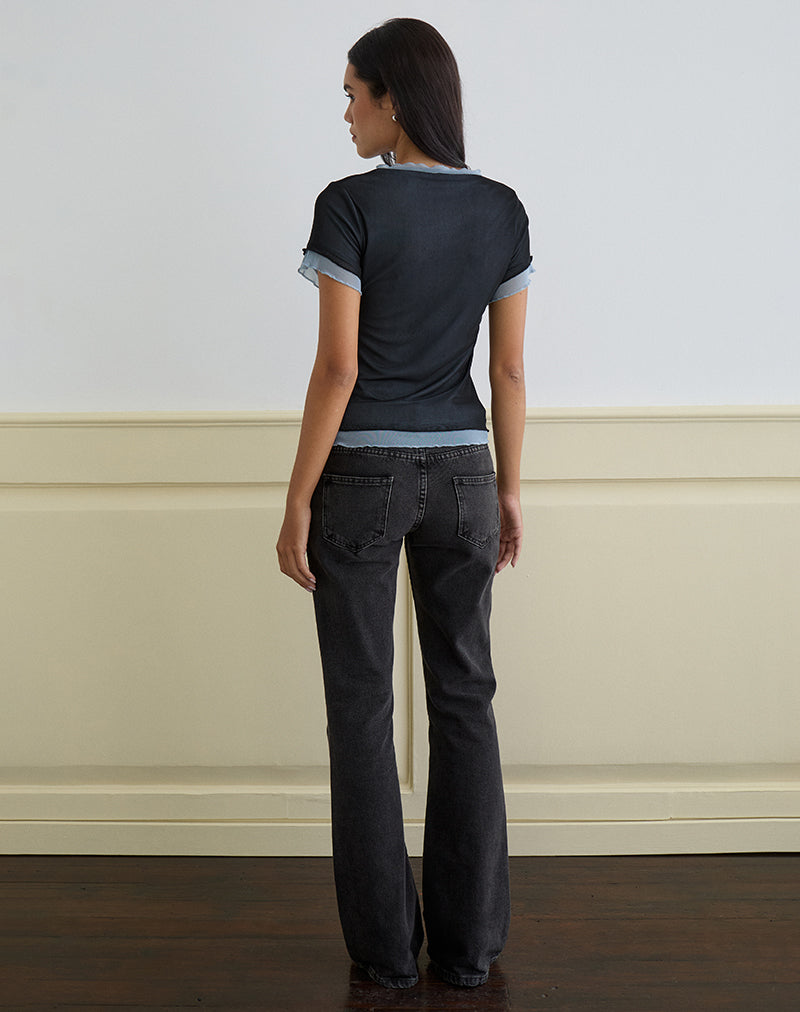 Afbeelding van Noburia Top in Zwart Blauw Guilty Pleasure Hot Fix