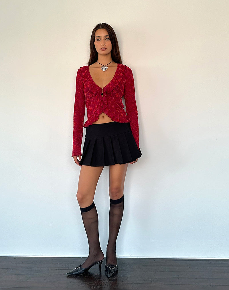 Afbeelding van Noemi vest in Red Grunge Floral Flock