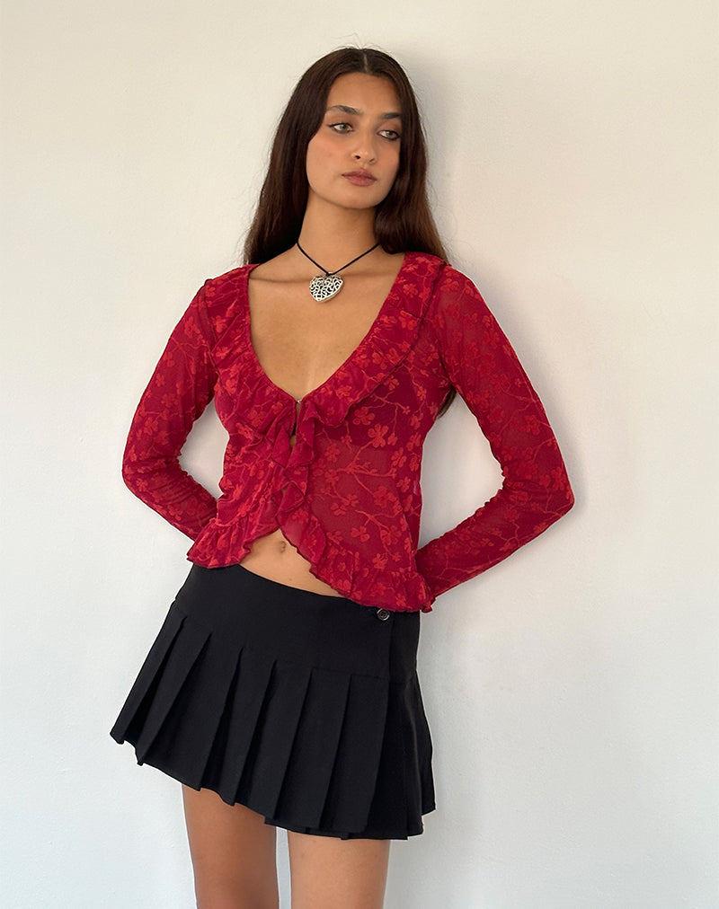 Afbeelding van Noemi vest in Red Grunge Floral Flock