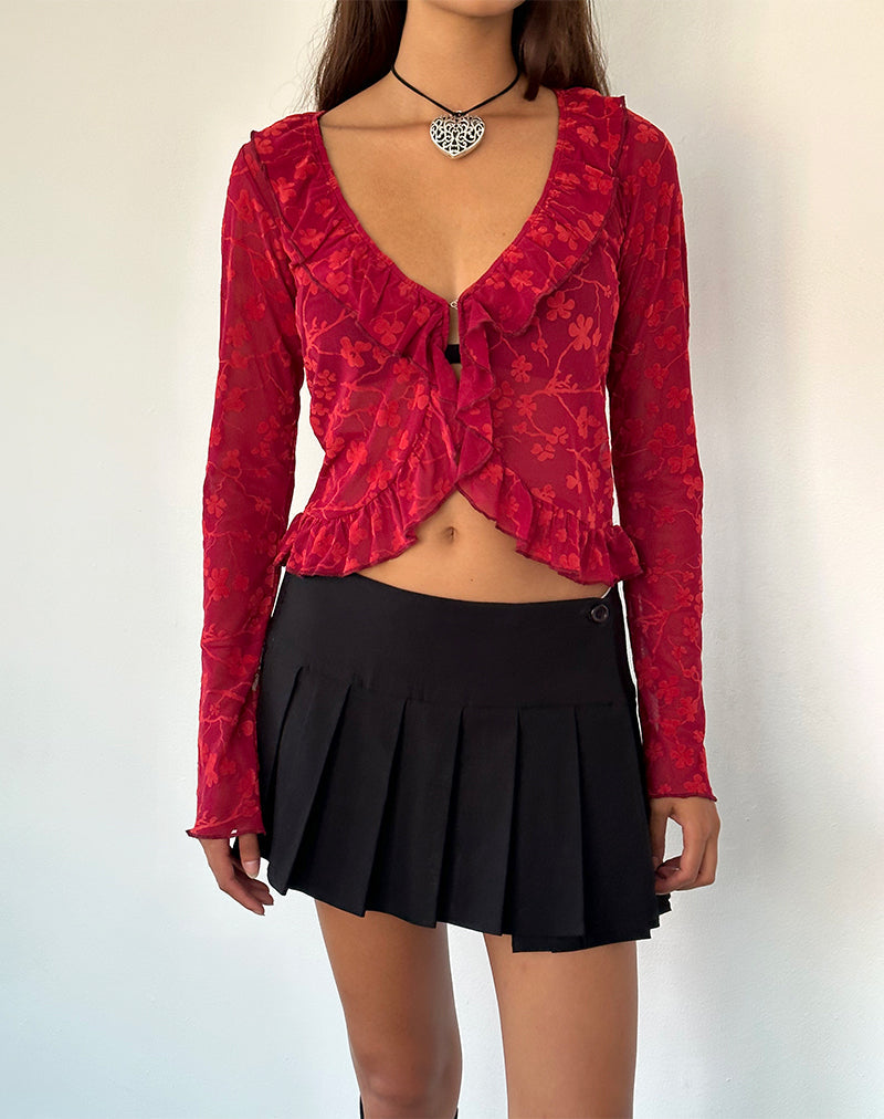 Afbeelding van Noemi vest in Red Grunge Floral Flock