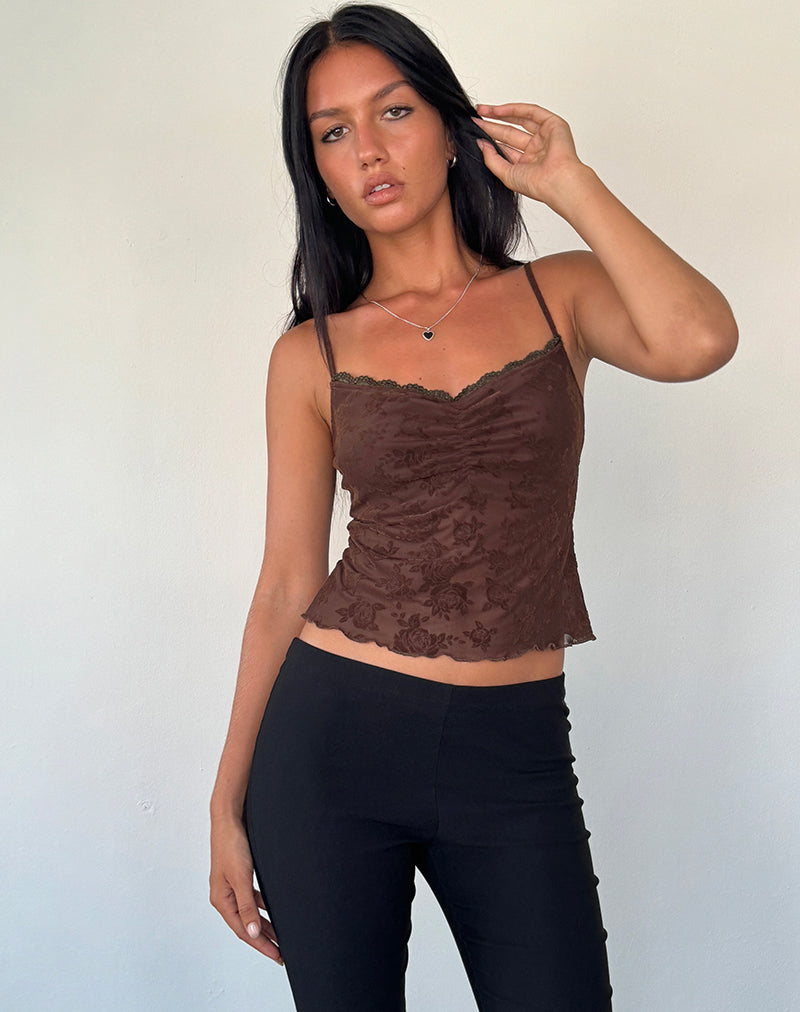 Afbeelding van Noira Cami Top in Romantic Rose Flock Bruin