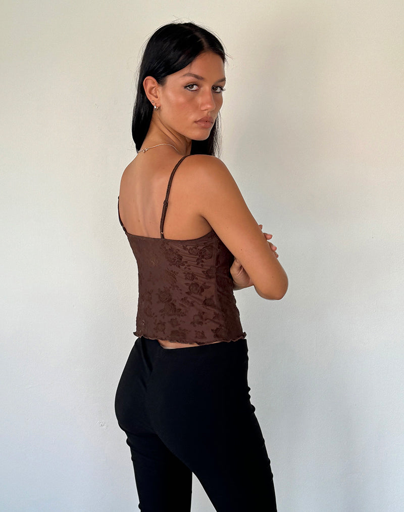 Afbeelding van Noira Cami Top in Romantic Rose Flock Bruin