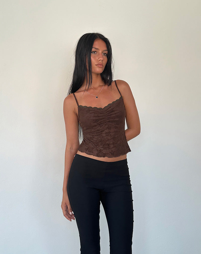 Afbeelding van Noira Cami Top in Romantic Rose Flock Bruin