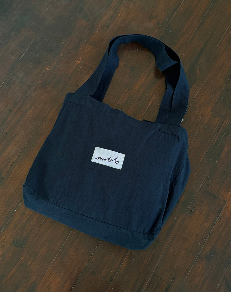 Afbeelding van Nola Totebag in Navy met Motel Love borduursel