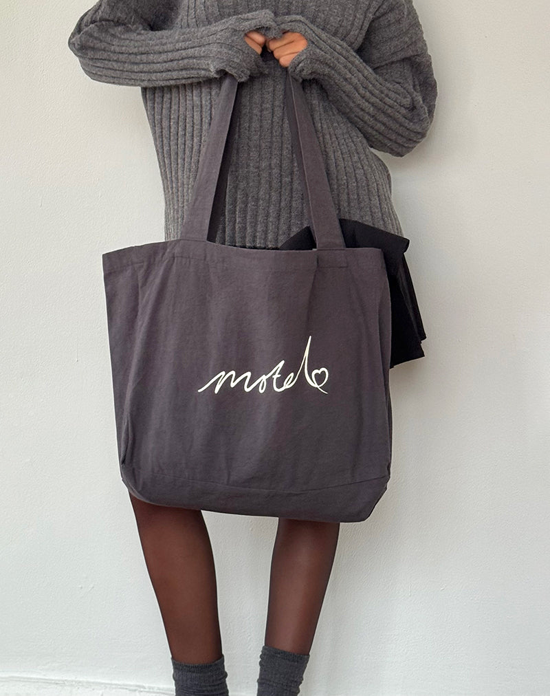 Afbeelding van Nola Totebag in Beluga met Motel borduurwerk