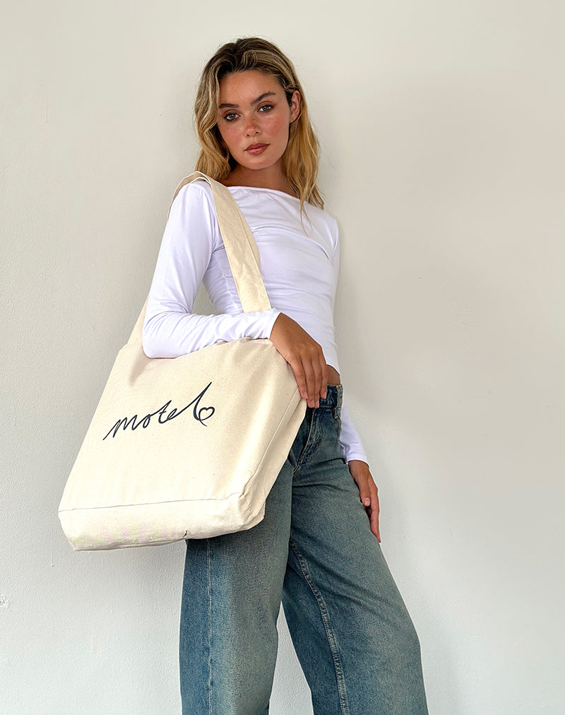 Nola Totebag in Off White met Motelprint