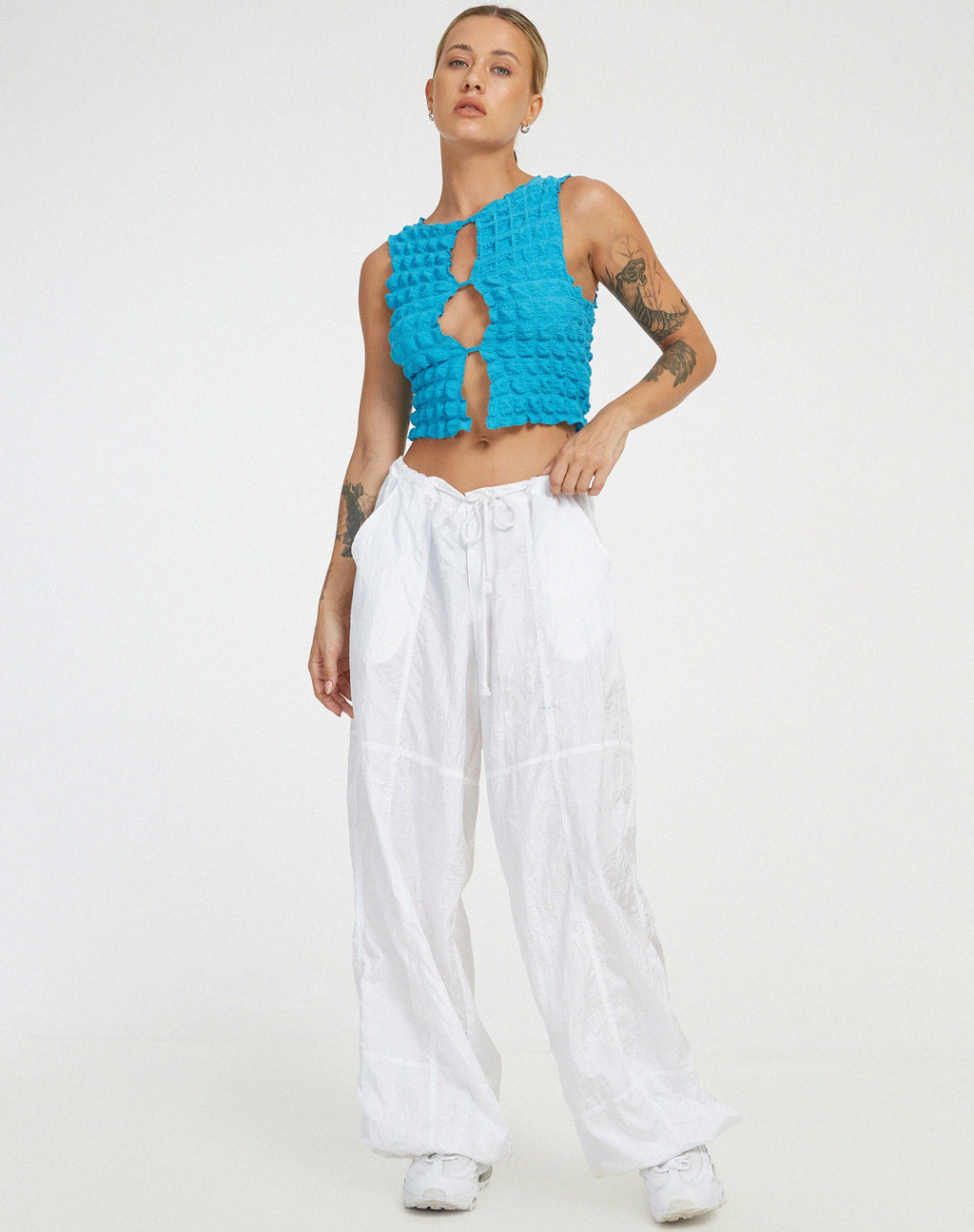 Nolan Gewatteerde Top in Blauw
