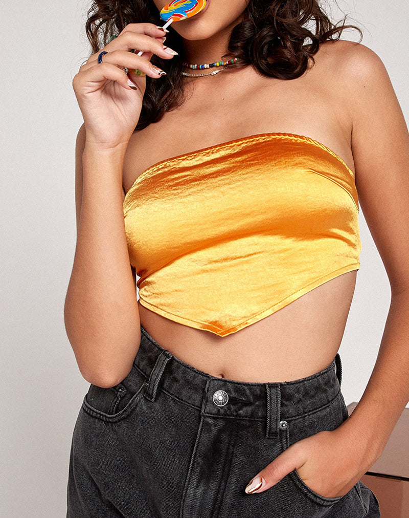 Afbeelding van Nolda Crop Top in Satijn Mandarijn