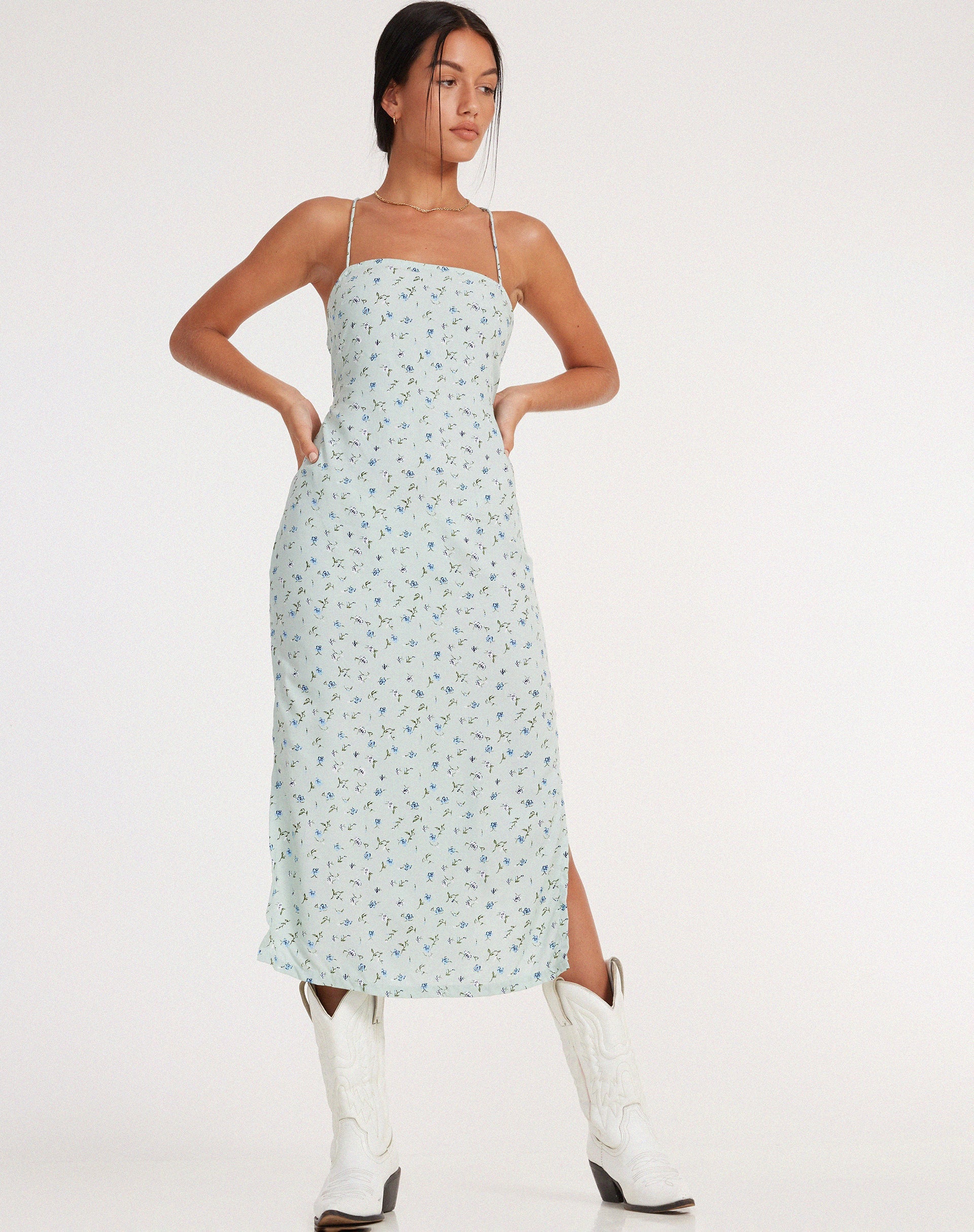Afbeelding van Nosita Midi Dress in Pretty Petal Green
