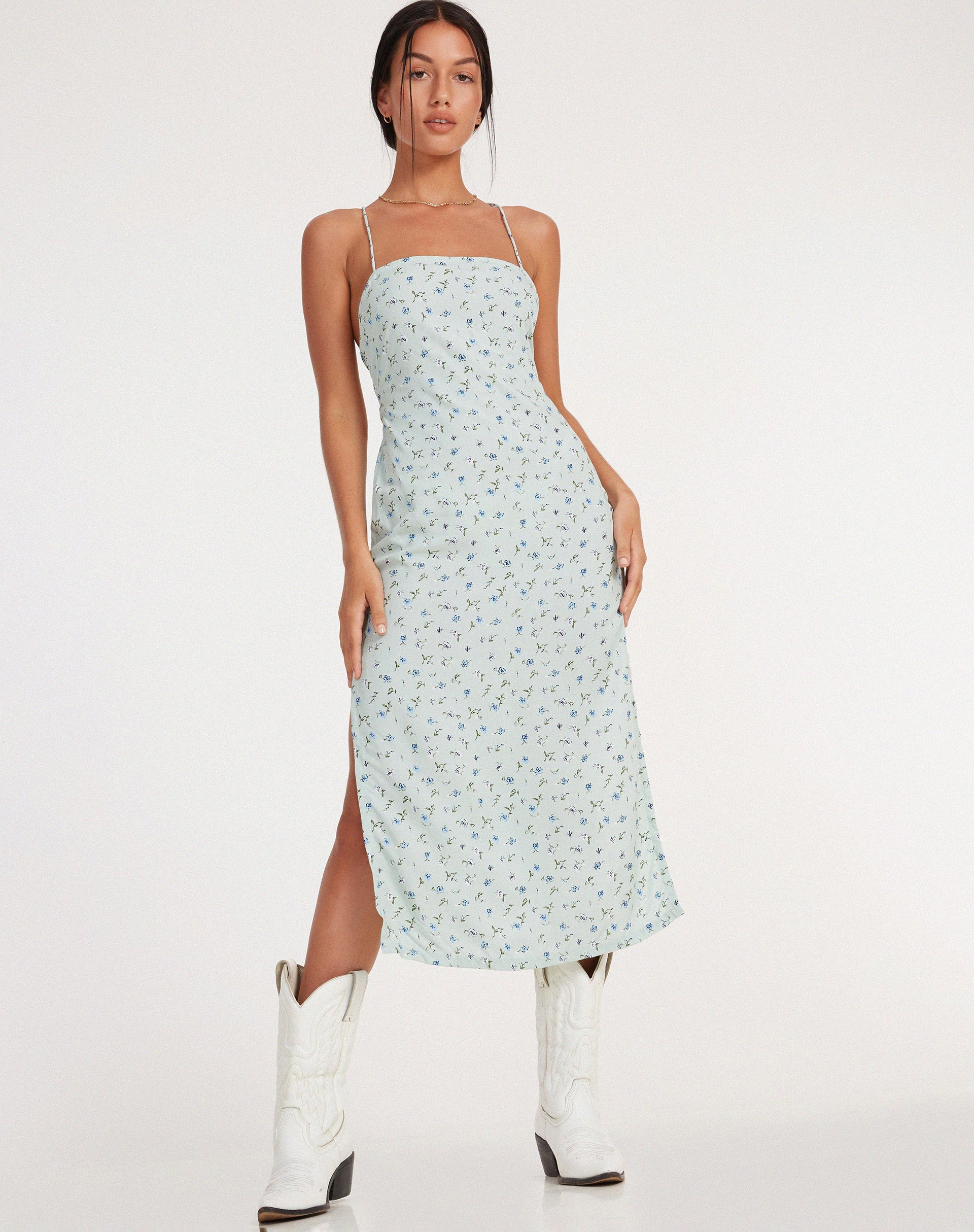 Afbeelding van Nosita Midi Dress in Pretty Petal Green