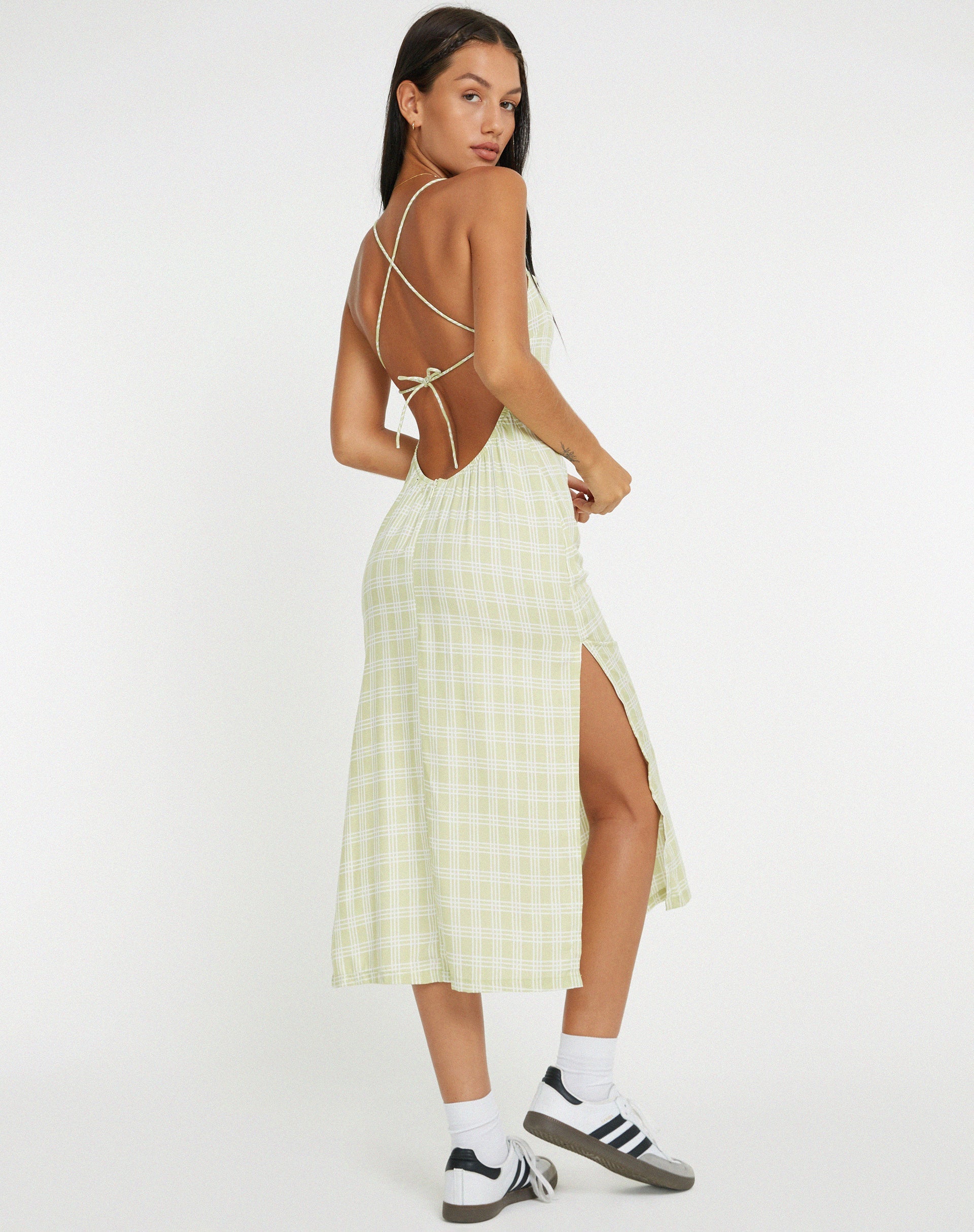 Afbeelding van Nosita Midi Dress in Sage Check