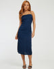 Afbeelding van Nosita Midi Dress in Satijn Cheetah Navy