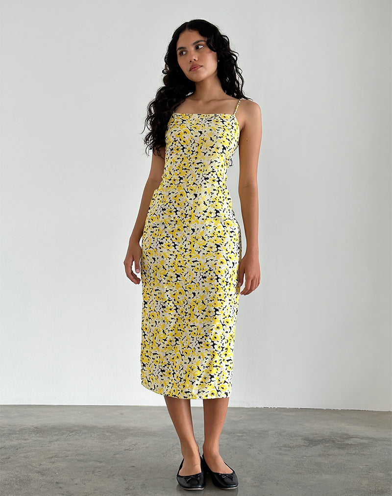 Nosita Midi Dress in Zonnebloem Pop Geel
